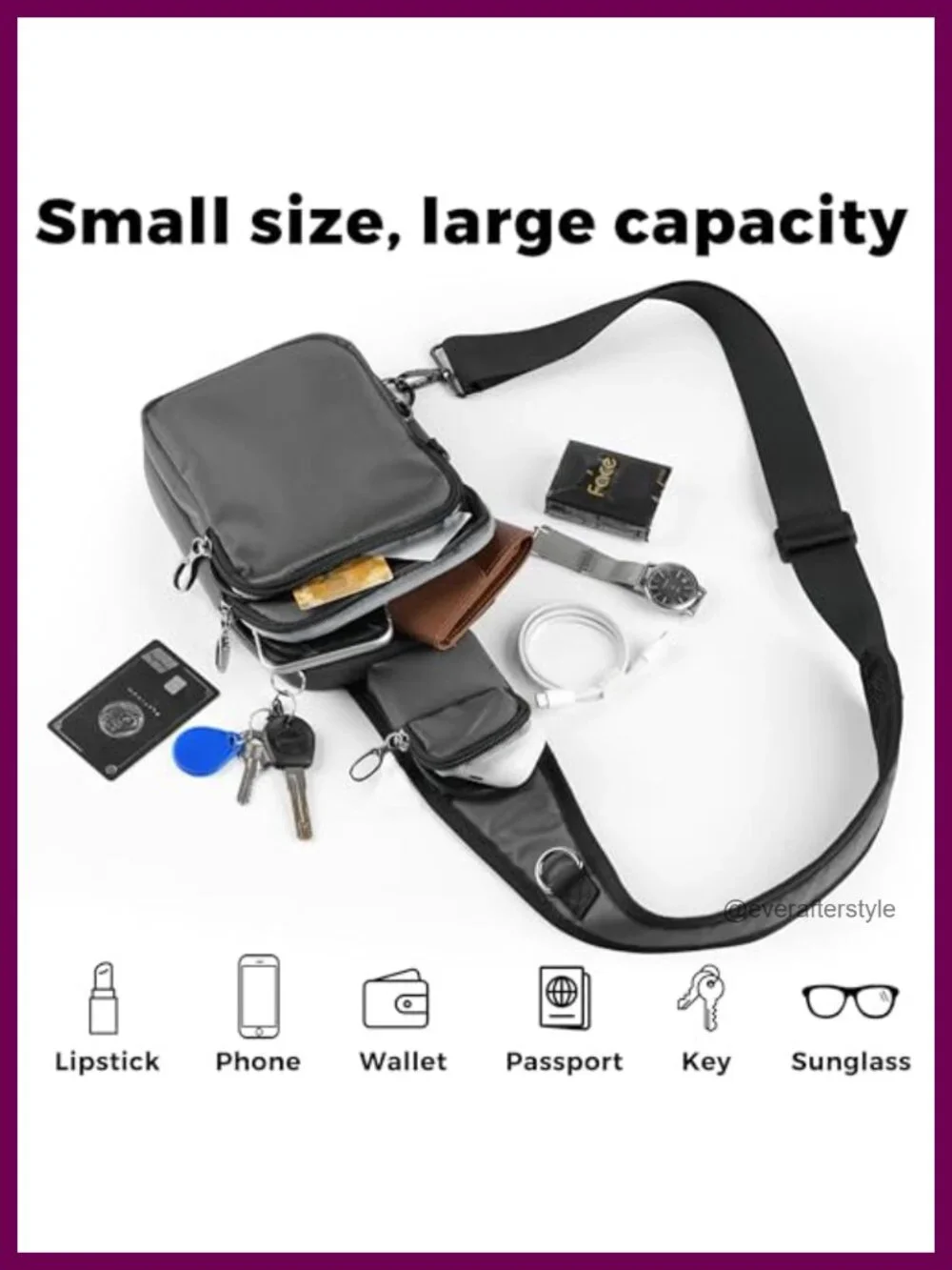 RFID Blocking Sling Bag Water Resistant Crossbody with Zipper Lock